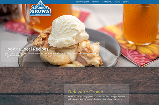 Image of the new Delaware Grown responsive website