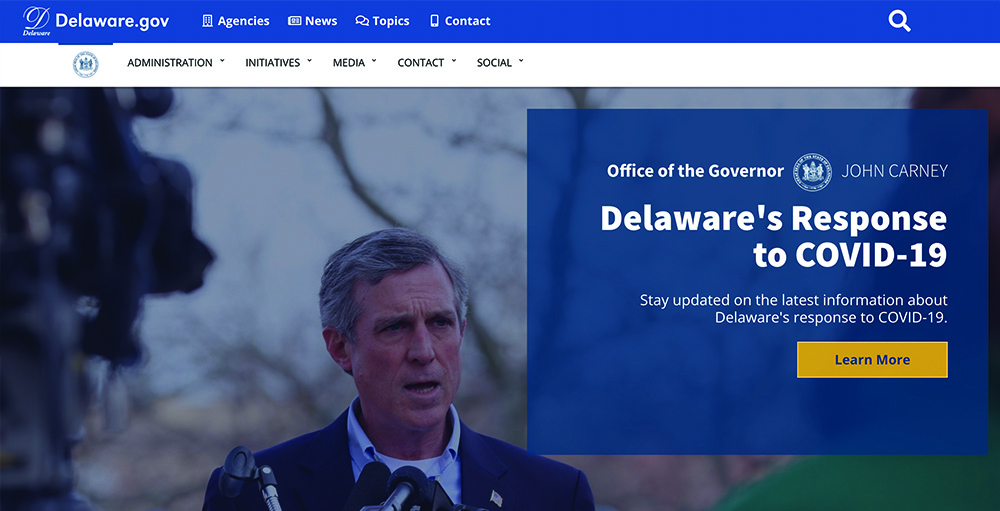 Governor Carney's website homepage