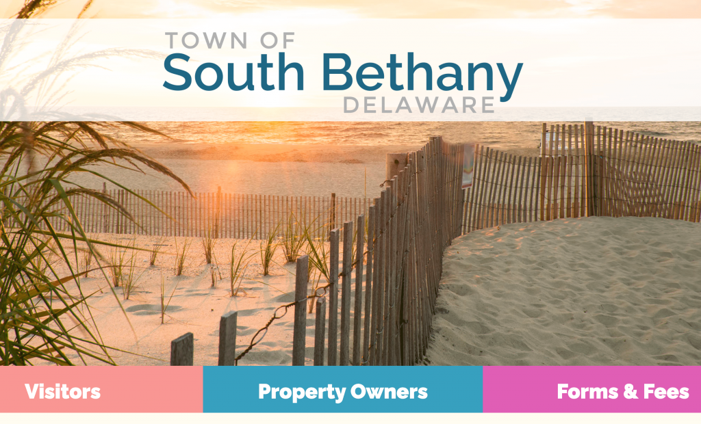 South Bethany Homepage. Showcasing the beautiful beach in South Bethany and links to popular services and information.