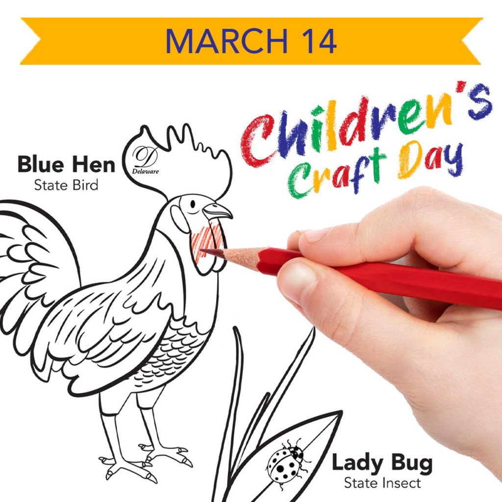 Children's Craft Day showcasing our Delaware centered coloring sheet