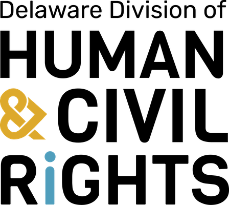 The new Delaware Division of Human and Civil Rights logo. The ampersand is made to look like a heart and the letter i in the work rights is a different color symbolising a human. 