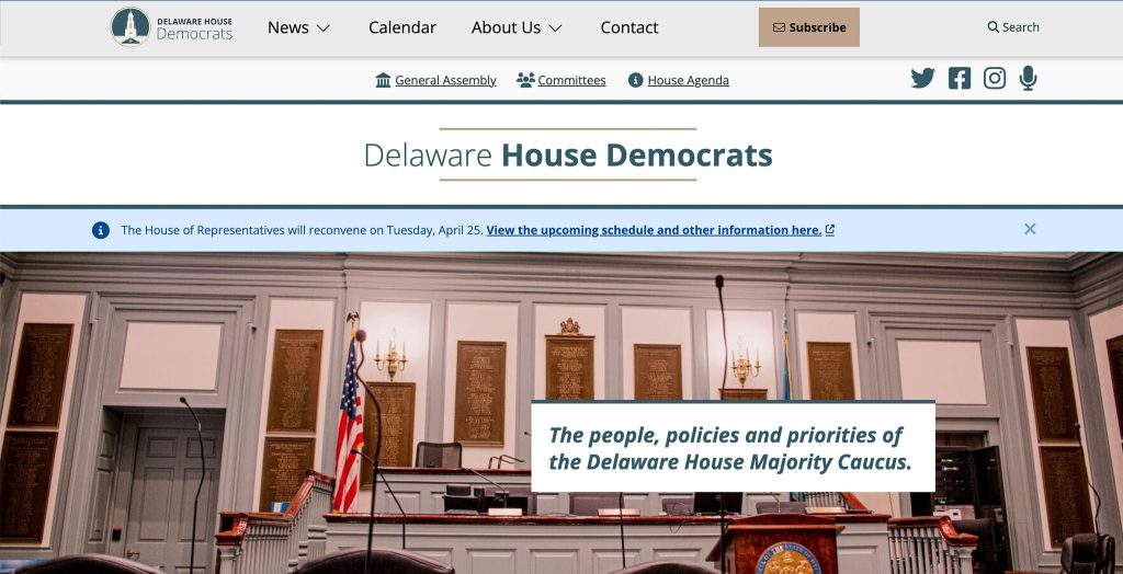 Delaware House Democrats website homepage