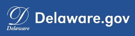 A cursive letter D over the word Delaware, next to the text Delaware dot gov.