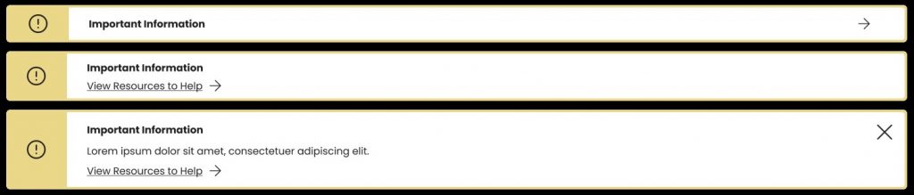 Examples of yellow notification banners