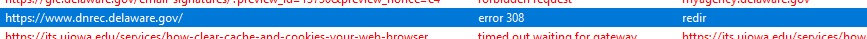 A highlighted line from a report that shows the link to the Delaware DNREC as broken