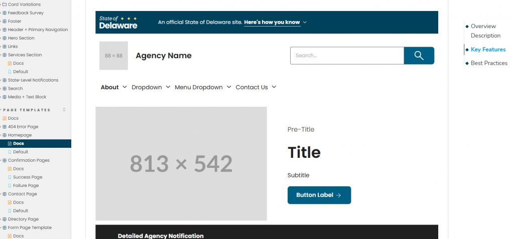 Screenshot from Storybook showing the Lighthouse homepage template.