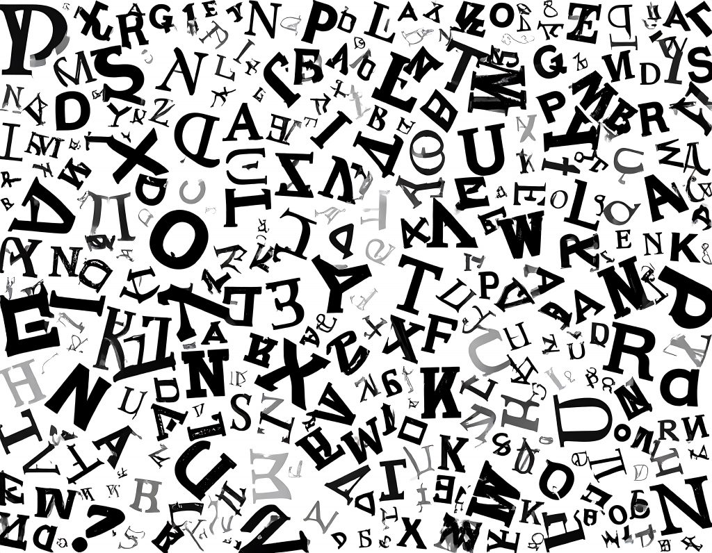 An image filled with a random assortment of letters in different fonts.