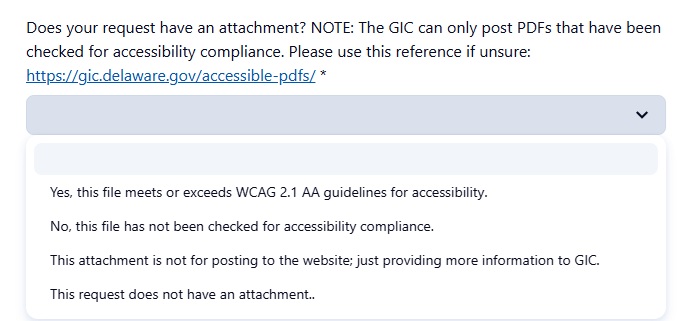 Screenshot of question confirming accessibility has been checked before a PDF is submitted.