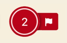 The number 2 in a red circle with a flag icon.