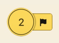 A yellow circle with the number 2 and a flag icon.