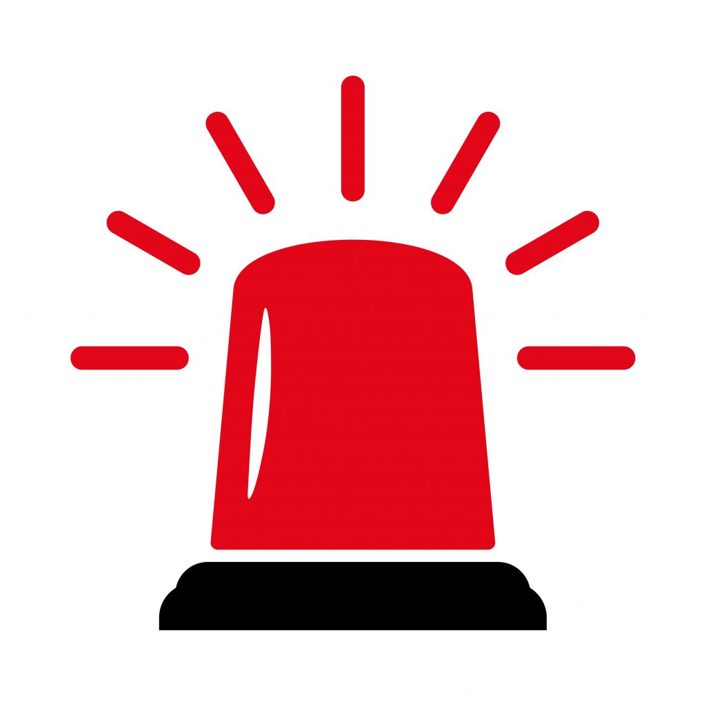 Icon of a flashing red alarm signal.