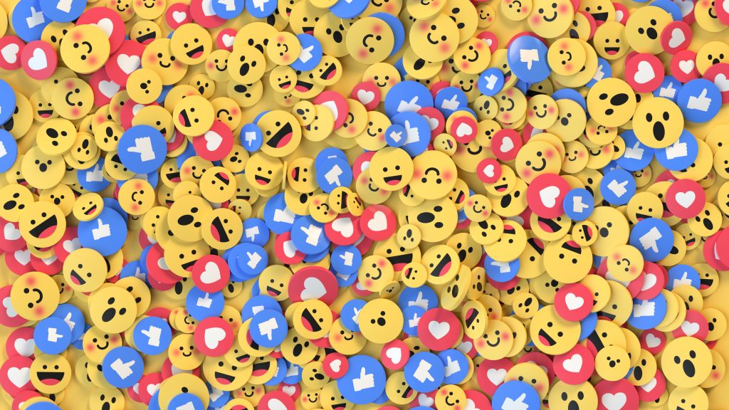 Representation of endless emojis and social media symbols.