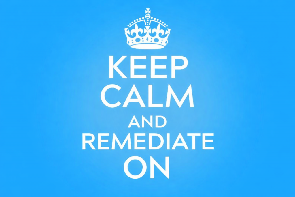 A royal crown image above the words Keep Calm and Remediate On