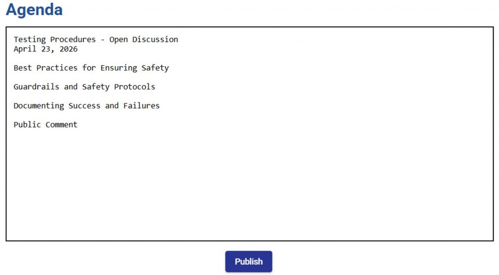 Screenshot showing a calendar Agenda box.