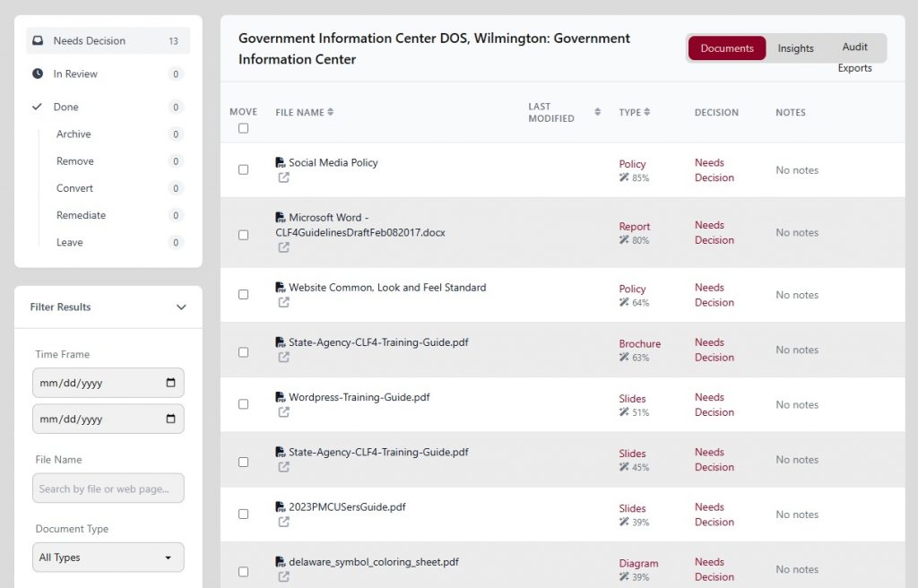 Screenshot showing lists of PDF URLs.