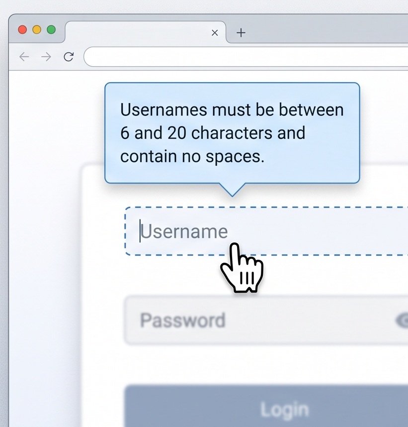 Screenshot showing popover text.