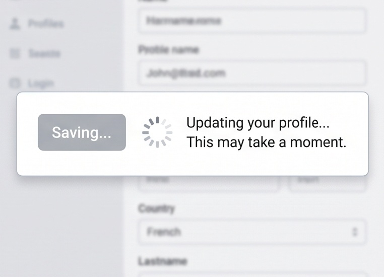 Screenshot showing a progress status update message.