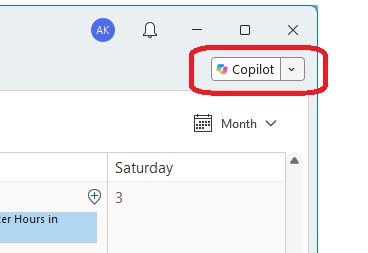 Screenshot with Copilot button highlighted.